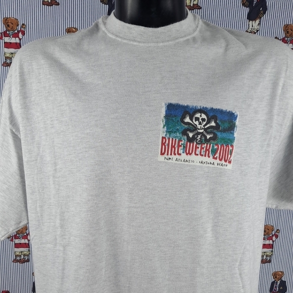 Y2K Vintage Bike Week spell out skull logo graphic XL Heather Grey t-shirt - Picture 2 of 6